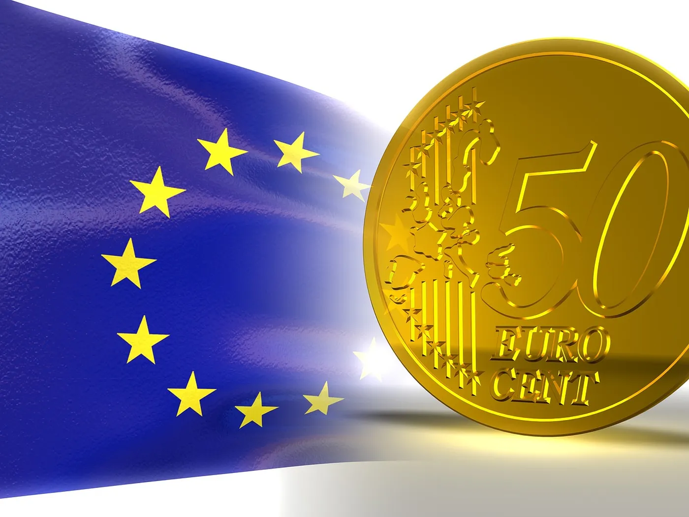 Pièce en euros sur fond de drapeau européen, illustrant la dette souveraine française en 2026