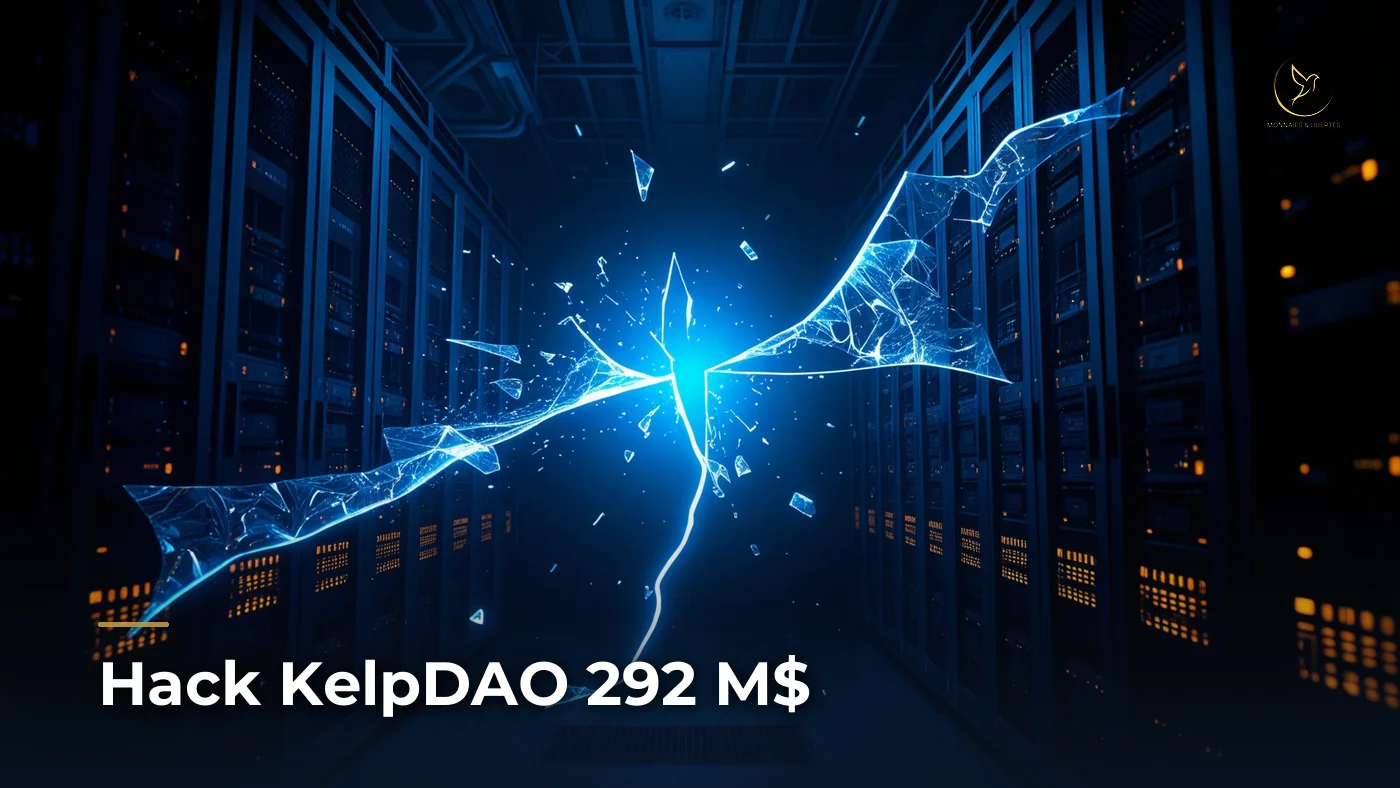 Datacenter fracture symbolisant le hack bridge cross-chain KelpDAO du 18 avril 2026